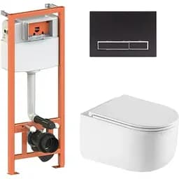 Набір Q-tap Nest 4 в 1 підвісний унітаз Taurus Ultra Quiet 490х360х380 + комплект інсталяції QT2433084EUQW46153