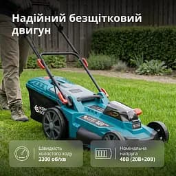 Konner & Sohnen Набір із двох акумуляторних інструментів KS 43LM-BCT40V-SET 40В(20+20В) газонокосарка KS 43LM-40V та тример садовий KS BCT-40V акб 2х4А·год ЗП 22.5кг - мініатюра 8