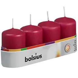 Свічка Bolsius стовпчик, 6х4 см, бордовий, 4 шт. (566744)