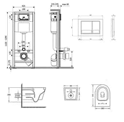 Набір Q-tap Nest 4 в 1 підвісний унітаз Jay Ultra Quiet 485x360x320 + комплект інсталяції QT07335177W45135 - мініатюра 2