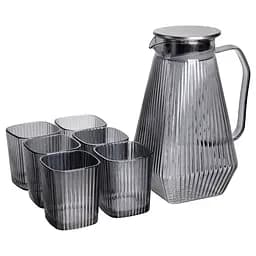 Кувшин 1.8 л со стаканами 6 штук по 200 мл для напитков Серый Yiwu HP-19-38