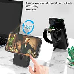 Зовнішній акумулятор - зарядний D21 2in1 Foldable Magnetic Wireless Charger with 10000mAh power bank - мініатюра 5
