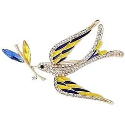 Брошь Птица брошь-булавка символ Украины патриотическая желто-голубая