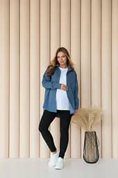 Жіноча сорочка для вагітних стилю oversize з мікровельвету Varna розмір L-XL Lullababe джинсова - мініатюра 6