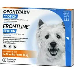 Краплі Boehringer Ingelheim Frontline Spot On від бліх та кліщів для собак 2-10 кг 2.01 мл (3 шт. х 0.67 мл) (159923) - мініатюра 2