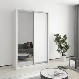 Шафа-купе дводверна MebelStar Стандарт AL ДСП/Дзеркало 130x60x210 см Аляска білий (MBS-2408)