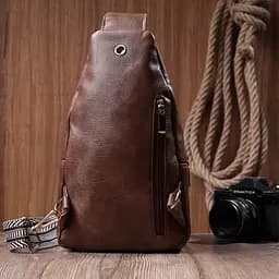 Зручна слінг сумка для жінок з екошкіри Vintage 22747 коричнева - мініатюра 10