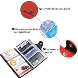 Візитниця велика Shvigel 13907 шкіряна червона - мініатюра 8