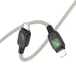 Дата кабель Hoco U124 Stone silicone power-off Type-C to Lightning (1.2m) Black - мініатюра 3