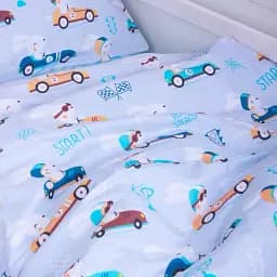 Комплект постільної білизни MirSon Бязь 18-0008 Bunny Races 143x210 см блакитний (2200010262896) - мініатюра 3