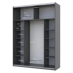 Шафа-купе Doros G-Caiser Графіт 2 Скла / 3 частини 180х60х240 (42005016) - мініатюра 4