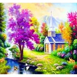 Алмазна мозаїка на підрамнику, 30*30 див. Наедеине з природою