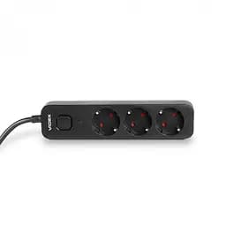 Мережевий подовжувач Videx Oncord з кнопкою з/з 3п 3 м 3x1.5 мм black (VF-PD33G-B) - мініатюра 3