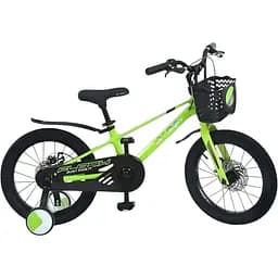 Велосипед Profi MB 1683 Neon Green м яке регульоване сидіння бокові колеса кошик зелений