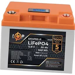 Акумулятор LogicPower LiFePO4 LCD Smart BT 12V 12.8V/50Ah/640Wh BMS 40A/40А [24421] [109420] - мініатюра 4