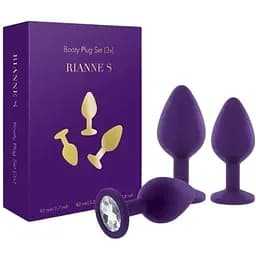 Набор анальных пробок с кристаллом Rianne S: Booty Plug Set Purple диаметр 2.7 см 3.5 см 4.1 см