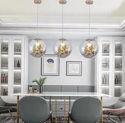 Підвісний світильник з прозорим плафоном кулею з флористичними мотивами Line.F Діаметр плафону 20 см