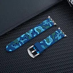 Ремінець Creasted для годинника Apple Watch 42 мм 44 мм силіконовий з пряжкою, Camouflage with blue - мініатюра 5