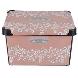 Кошик із кришкою Violet House Decor Pink Flowers, поліпропілен, 20 л (0648 DECOR POWDER FLOWER с/кр. 2)