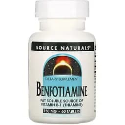 Бенфотіамін Source Naturals Benfotiamine 150 mg, 60 таблеток