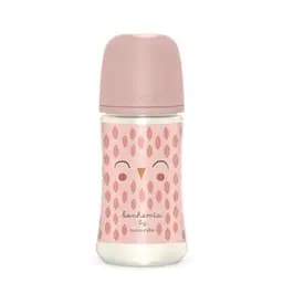 Пляшечка для годування Suavinex Bonhomia, фізіологічна соска, середній потік, 270 мл, рожева (307834)