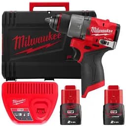 Дриль-шуруповерт акумуляторний безщітковий MILWAUKEE, M12 FDD2-202X, 37Нм (ЗУ, 2х2Аг, HDкейс)