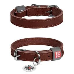 Нашийник для собак шкіряний Waudog Classic Ш 12 мм Д 19-25 см коричневий