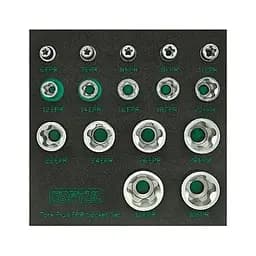 Комплект головок Plus EPR 1/4, 3/8, 1/2 6EPR-32EPR 16 од. в ложементі Toptul hoz0007776