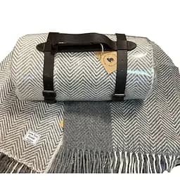 Плед Love You тревел мериносовый клетка 140х200 см белый с серым и темно-серым (4628)