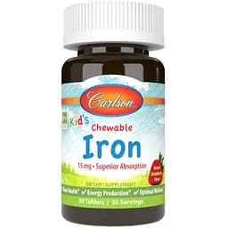 Залізо дитяче Carlson Kid's Chewable Iron 15 мг зі смаком полуниці 30 жувальних таблеток