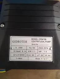 Насос поверхневий відцентровий Gidroteh CPM-158 1.1 кВт для поливу 30412 - мініатюра 5