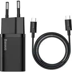 Мережевий зарядний пристрій Baseus Super Si 1C 25W EU Set with Type-C to Type-C black (TZCCSUP-L01)