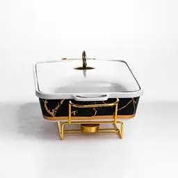 Мармітниця порцелянова Yiwu Black Marble 2 л 40х22.5х15.5 см марміт на підставці для перших страв ML438-15 - мініатюра 3