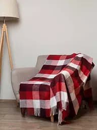 Плед вовняний Vladi Палермо 140x200 біло-червоно-бордовий 8