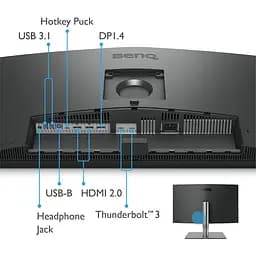 Монітор TFT 27" BenQ PD2725U, IPS, 4K UHD, DHDR400, 2xHDMI, DP, 2xThunderbolt 3 (USB-C), USB-hub, HAS, кол. (9H.LJXLA.TBE) - мініатюра 2