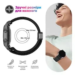 Ремінець для Samsung Galaxy Watch 7/FE/6/6 Classic/5/5Pro/4/4 Classic, Braided Solo Loop, чорний, нейлоновий, текстильний, плетений, еластичний змінний браслет для смарт-годин, ArmorStandart (ARM86837) - мініатюра 3