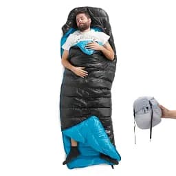 Спальник з натуральним пухом Naturehike CW400 NH18C400-D розмір L чорно-блакитний - мініатюра 4