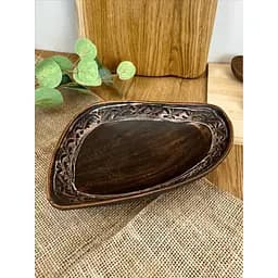 Блюдо овальне керамічне (глиняне) різьблене 1 л Ангоб