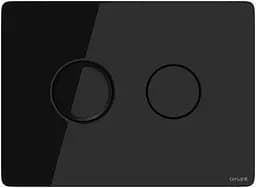 Кнопка змиву Cersanit Accento Circle пневматична кругла чорна скляна глянець S97-053