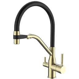 Змішувач для кухні Mixxus Premium Gravity 021 із гнучким виливом Brushed Gold MI6981 Золотий