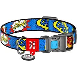 Нашийник для собак Waudog Nylon Вау, з QR-паспортом, пластиковый фастекс, M, 24-40х2 см
