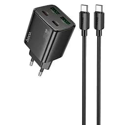 СЗУ Hoco N55 Fundador PD20W four-port (2USB-A/2C) + кабель Type-C to Type-C Black