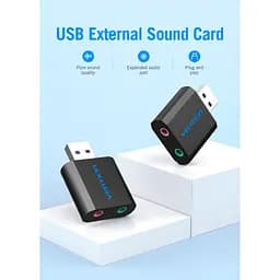 Звукова плата Vention Audio USB 2х3,5mm jack Metal (VAB-S17-B) - мініатюра 12