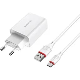 Зарядний пристрій Borofone BA21A Long jorney QC3.0 3A 18W з BX17 Type-C cable white
