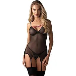 Комплект корсет и стринги Obsessive Novenes XL/2XL черный