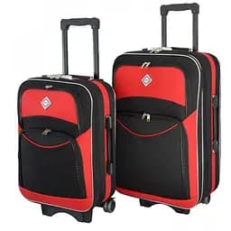 Набір тканинних валіз 2 шт середня і велика на колесах чорно-червоний