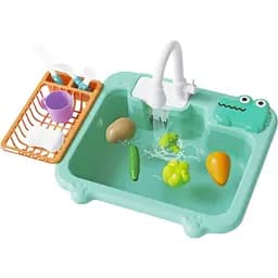 Ігрова кухня Limo Toy WD-802A з мийкою та водою, 16 предметів, на батарейках, бірюзова