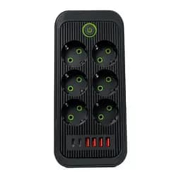 Мережевий фільтр-подовжувач 6 розеток 4 USB-A + 2USB Type-C 5м кнопка відключення подовжувач електричний живленн Yiwu HP-5-54