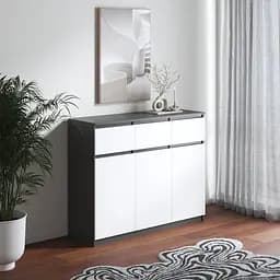 Комод Vays в спальню, современный, без ручек R-33 Антрацит-Белый фасад