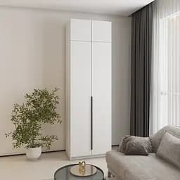 Шкаф 2-дверный с антресолью MebelStar Оскар ДСП BL-B, блок ящиков+полки 80x52x260 см Аляска белый (MBS-4812)